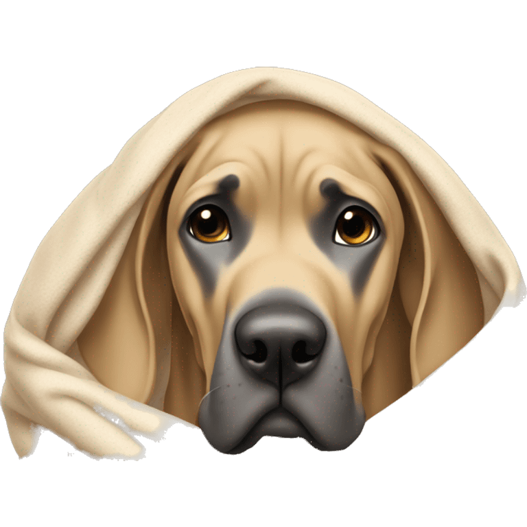 tan colored great dane wrapped in a blanket  emoji