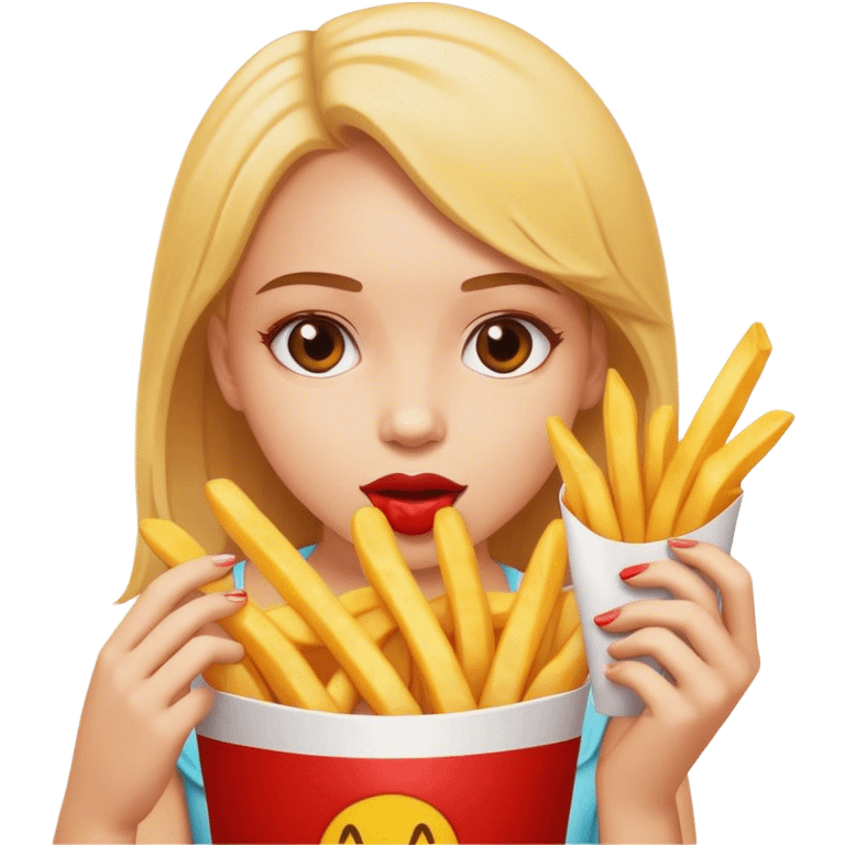 girl eating fries emoji