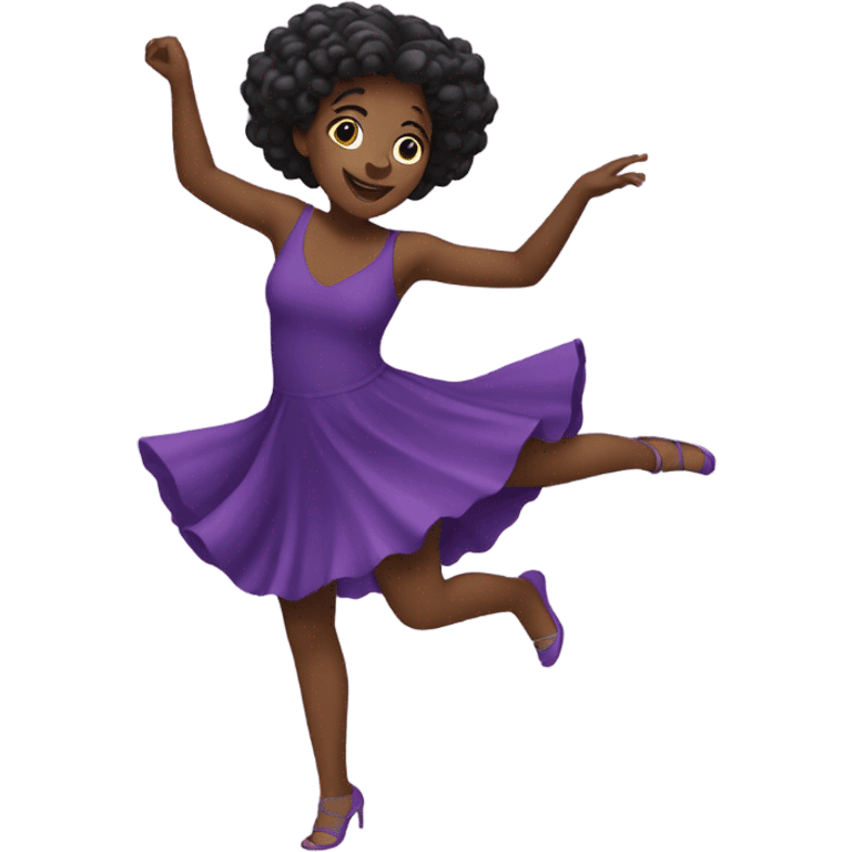 Black girl wearing a purple dress dancing emoji