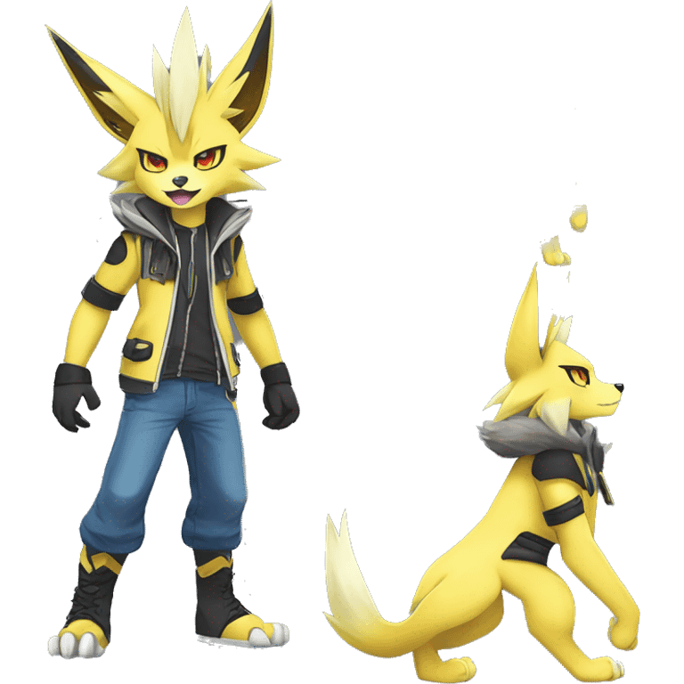 Anthro Edgy Cool Zeraora-Lombax-Werewolf-Jolteon-Pokémon-Fakémon Full Body Detailed High Quality emoji