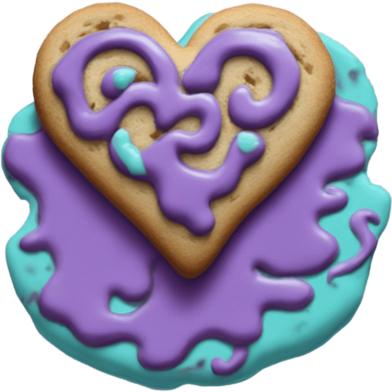 Purple teal chocolate chip heart cookie emoji