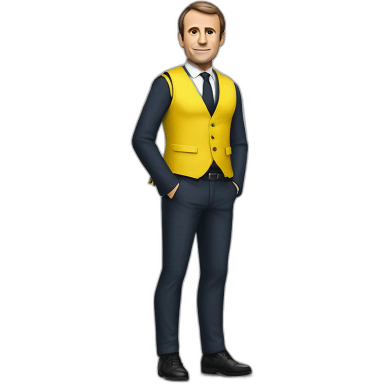 Emanuel Macron avec un gilet jaune. emoji