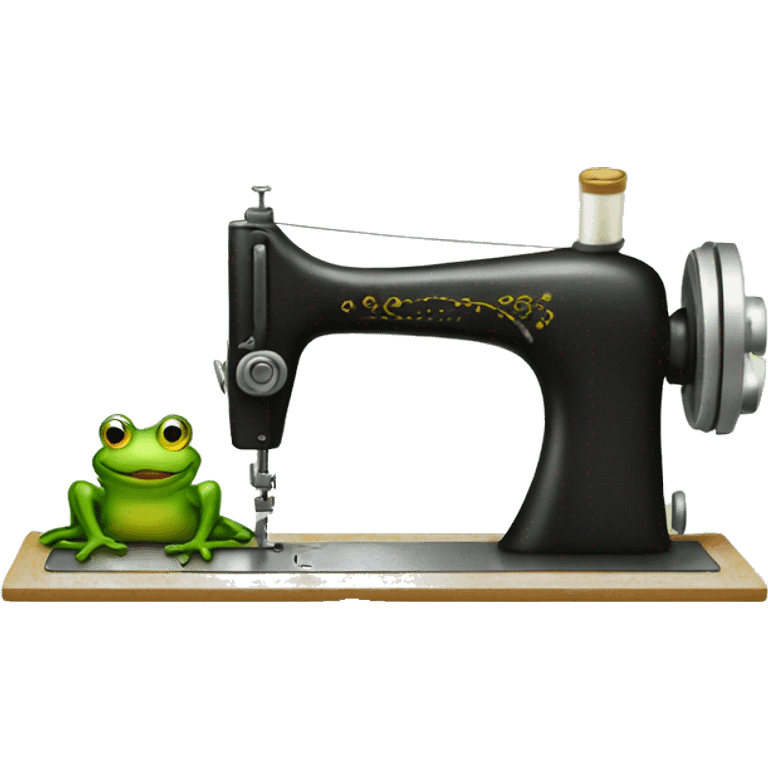 Frog at a sewing machine emoji