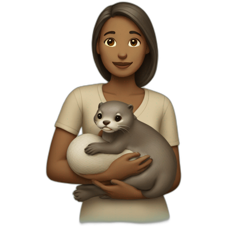 woman holding otter emoji