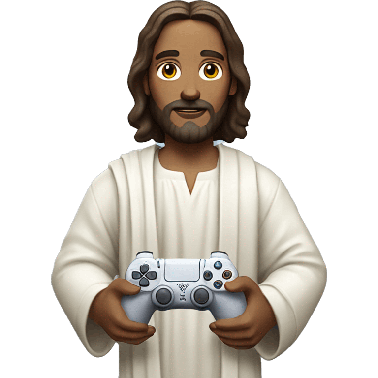 Jesus holding a PlayStation 5 controller emoji