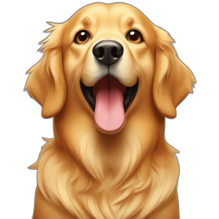 Golden retriever rating sausage emoji