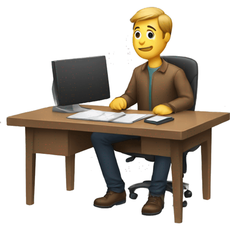 Guy sitting at desk emoji