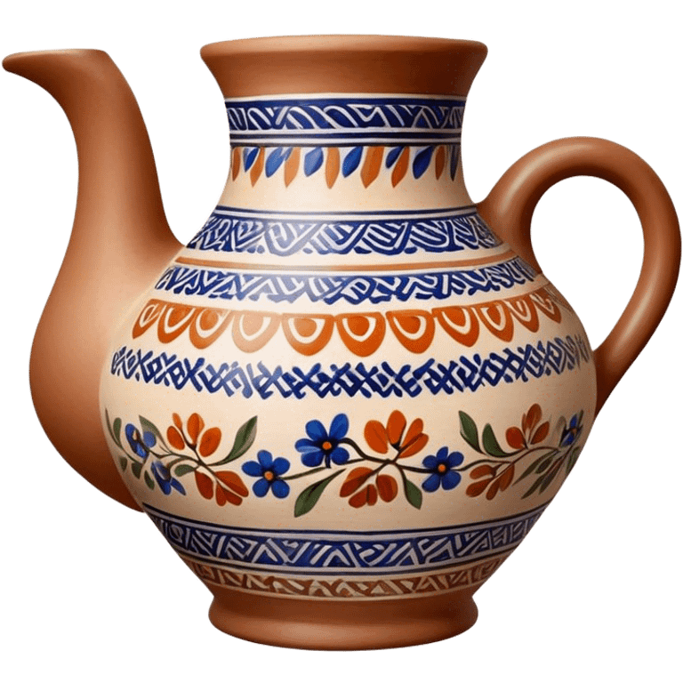 Cinematic Realistic image of a piece of Bolesławiec pottery, rendered with intricate, hand-painted designs and detailed textures, set against a softly illuminated backdrop that highlights its artisanal beauty emoji