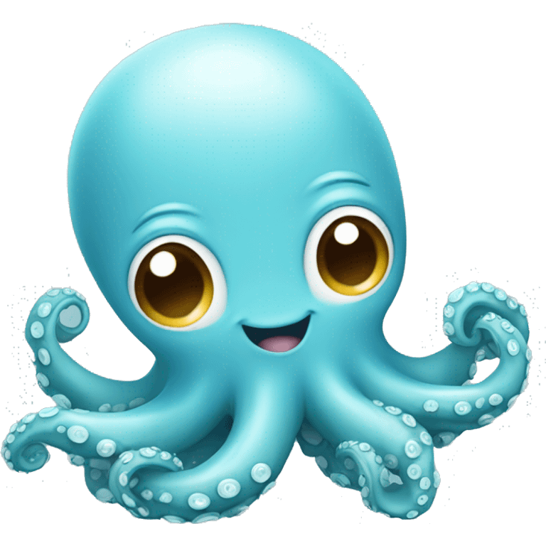 Smiling cute light blue octopus emoji