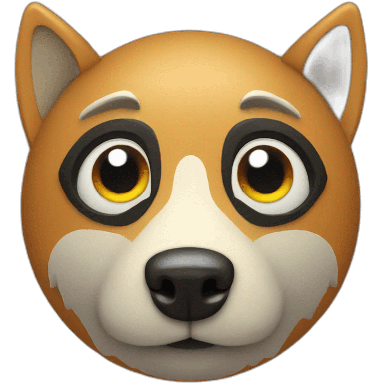 3d sphere with a cartoon Wolf skin texture with big playful eyes emoji