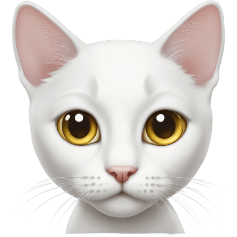 skinny white cat with heterochromia  emoji