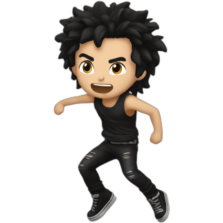 slam metal jump black hair emoji