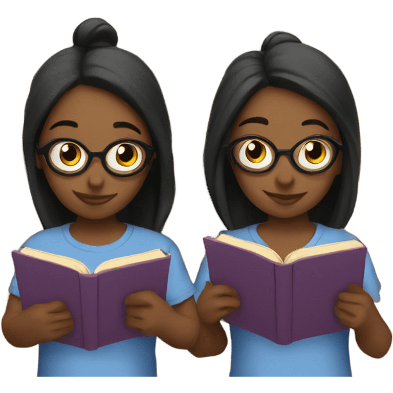 Twins reading books emoji