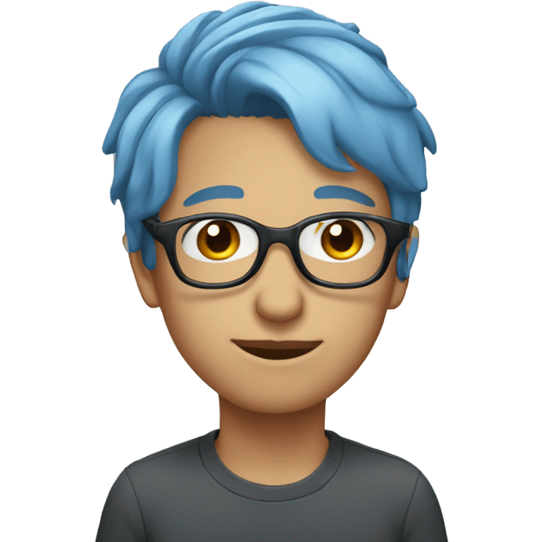  with glasses gazing forward short blue hair emoji