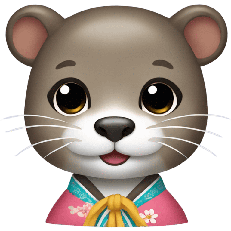 a otter face wearing traditional korean hanbok emoji