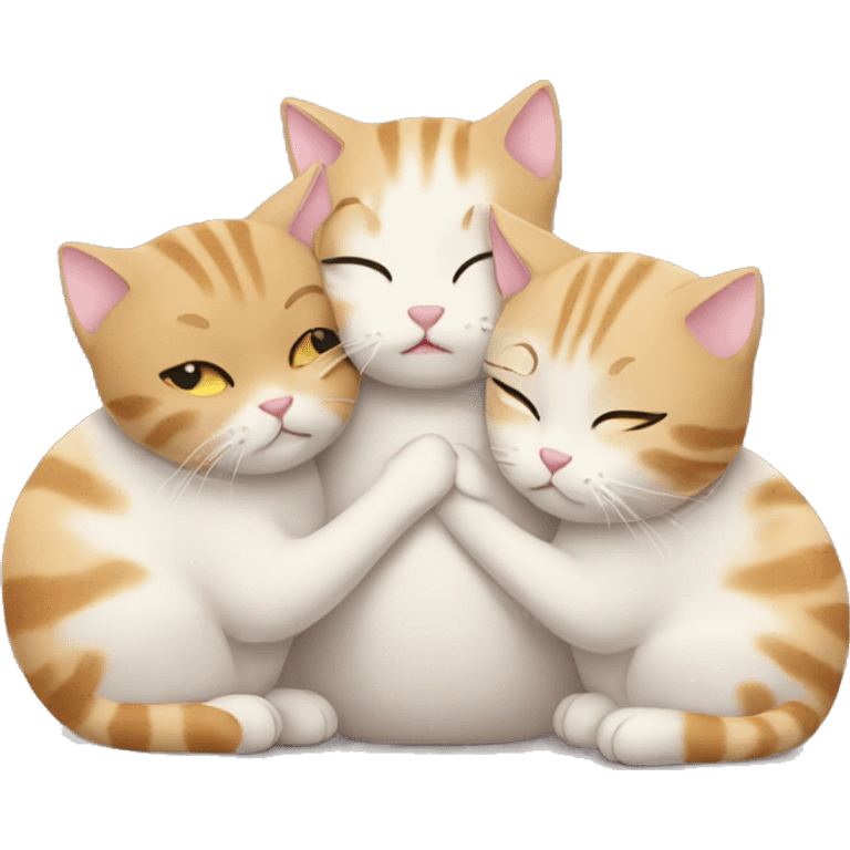 three cats hugging emoji