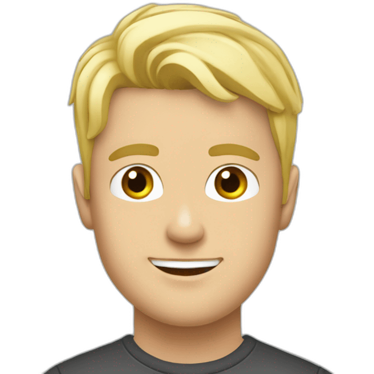 young man with blonde hair with printers , printahop , tshirt printing emoji