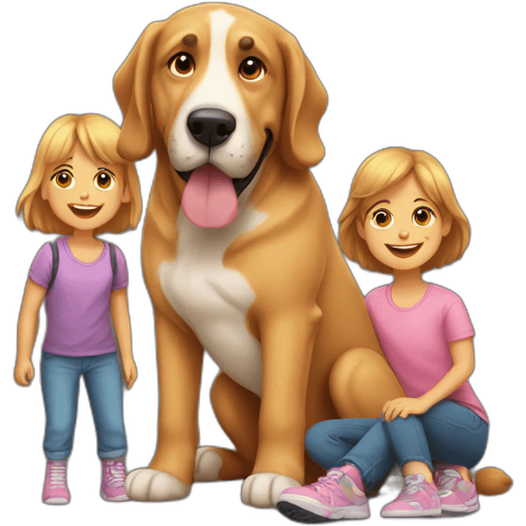 big dog with kids emoji