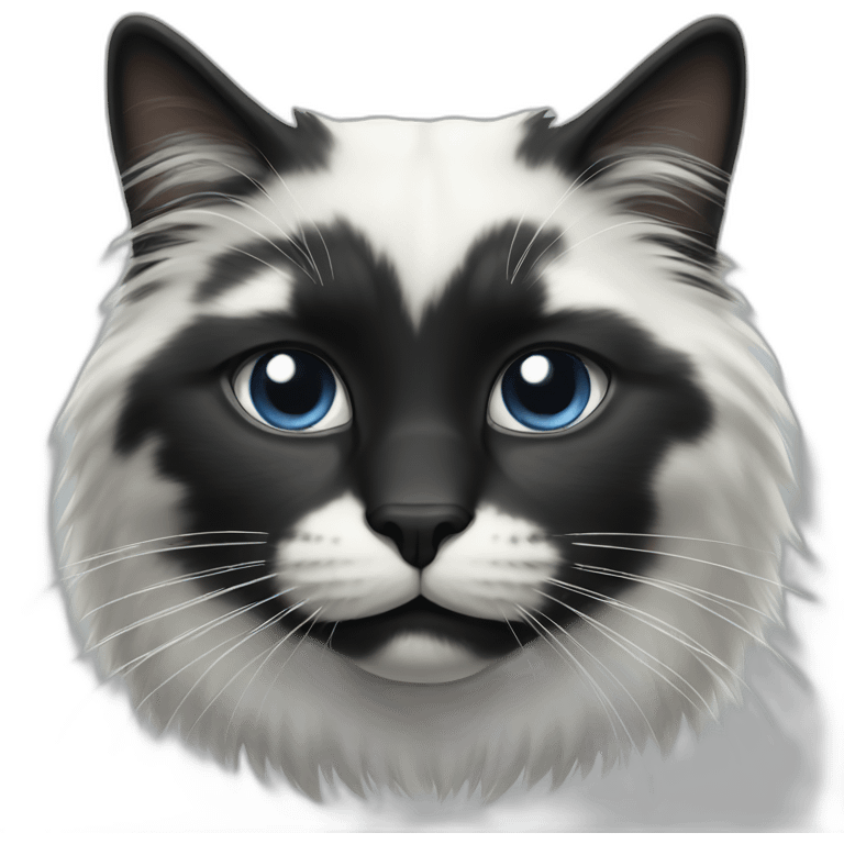 Black and white long hair cat emoji