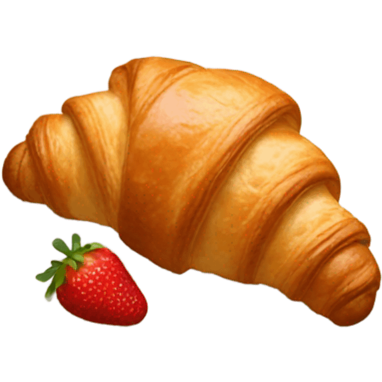 there is a croissant with strawberries in a beige plate emoji