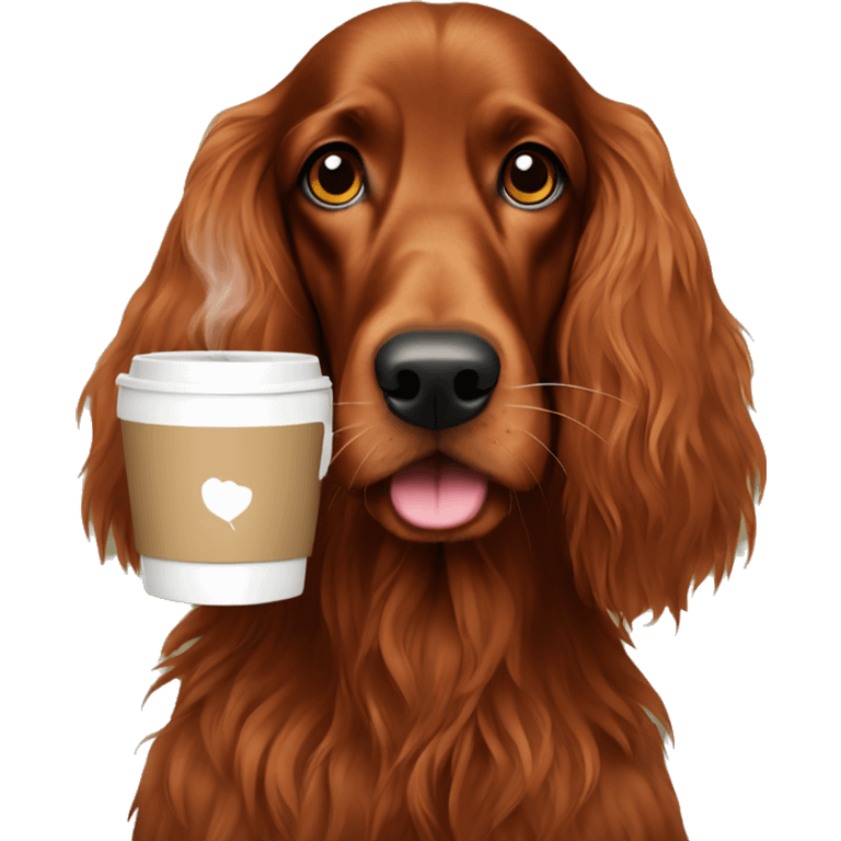 Irish setter with coffee emoji