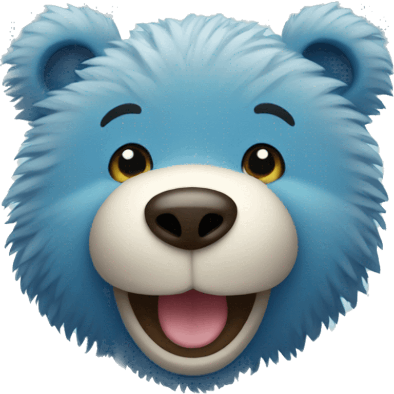 Blue fuzzy bear smiling  emoji