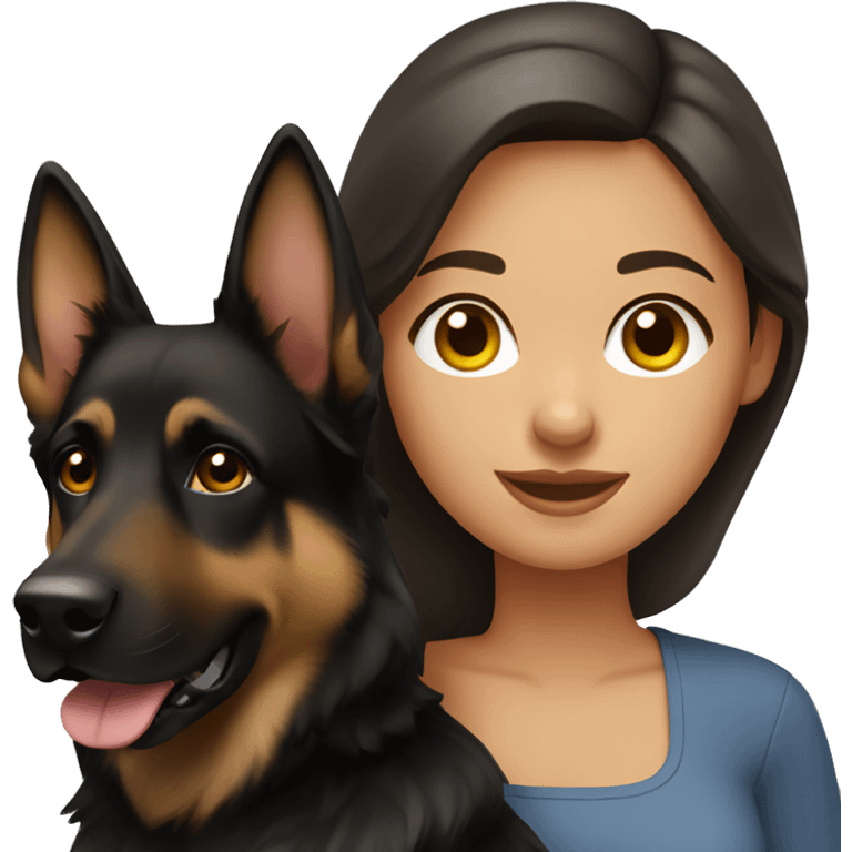 Brunette with her German shepherd  emoji