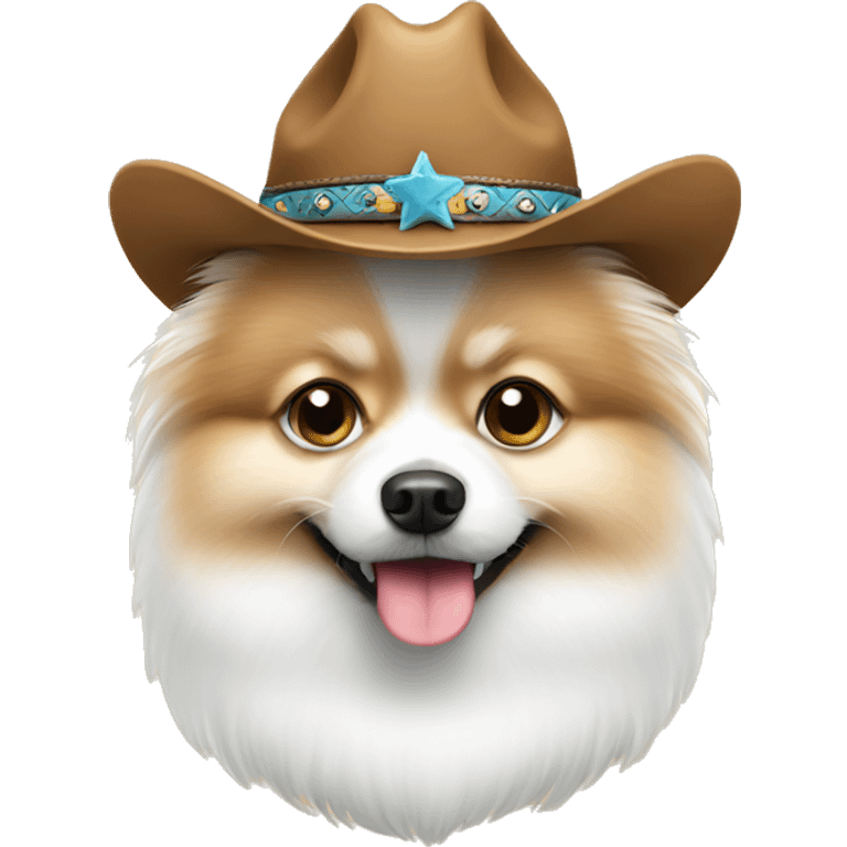 White Pomeranian with hat cowboy emoji