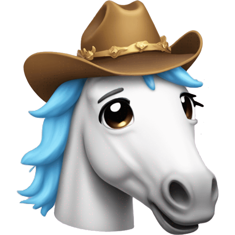 unicorn crying with cowboy hat emoji