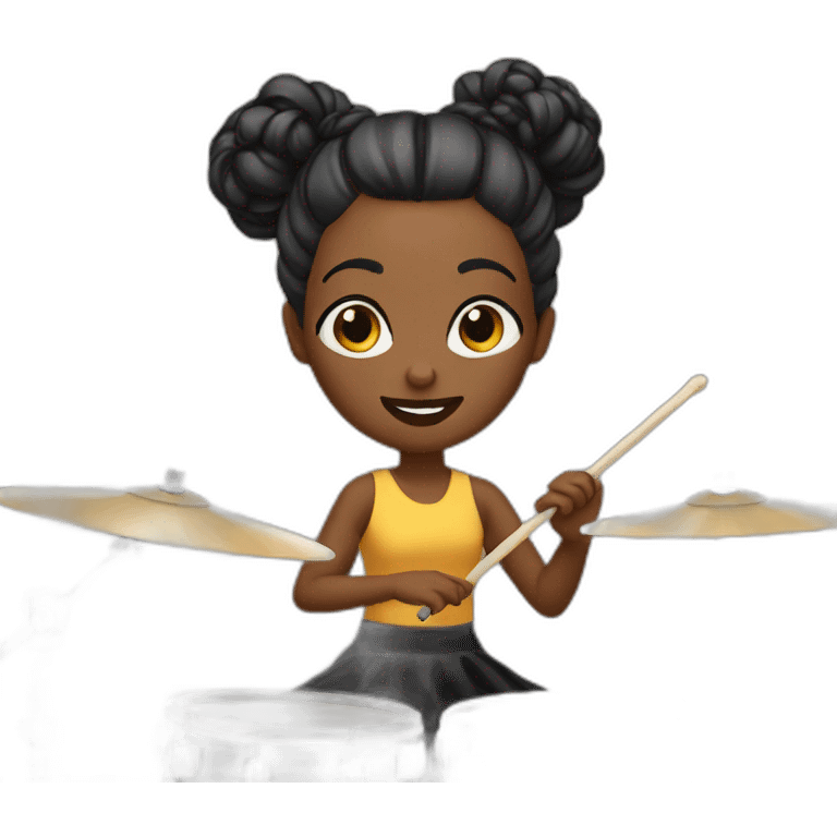 Hair bun girl playing drums  emoji