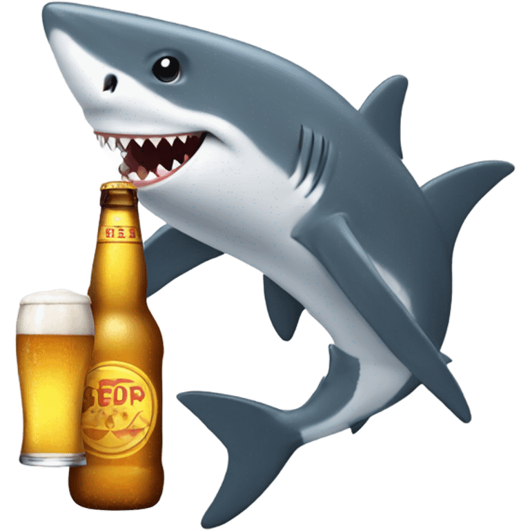 Shark holds a beer emoji