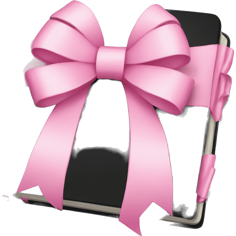 black notebook with pink bow on it emoji