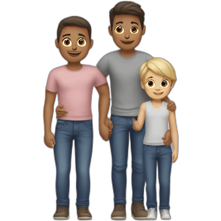 Gay couple with two kids Eiffel Tower  emoji