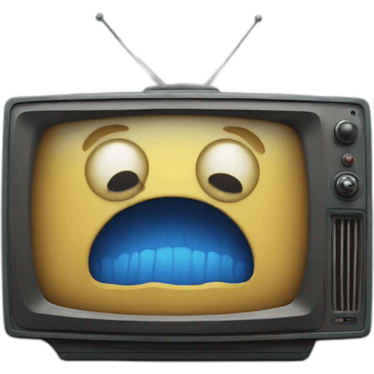 old television with blue monster inside emoji