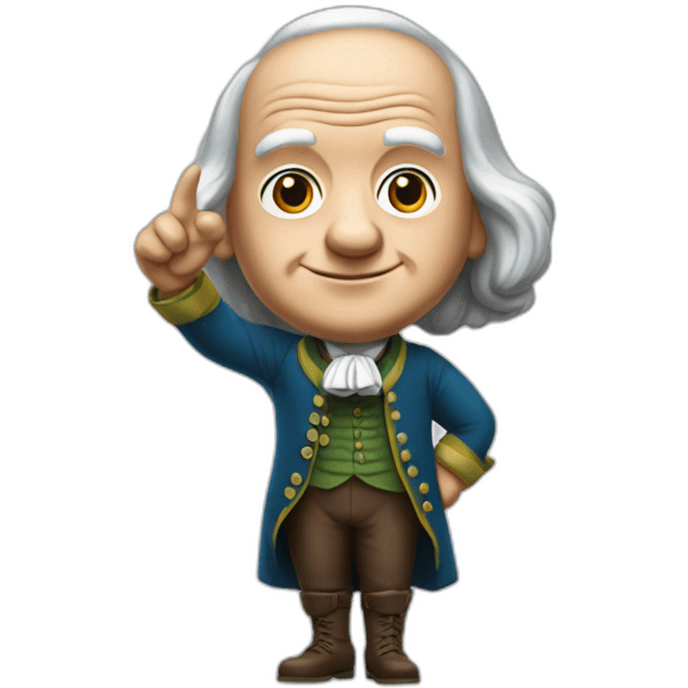 benjamin franklin with an arm up closed realistic emoji