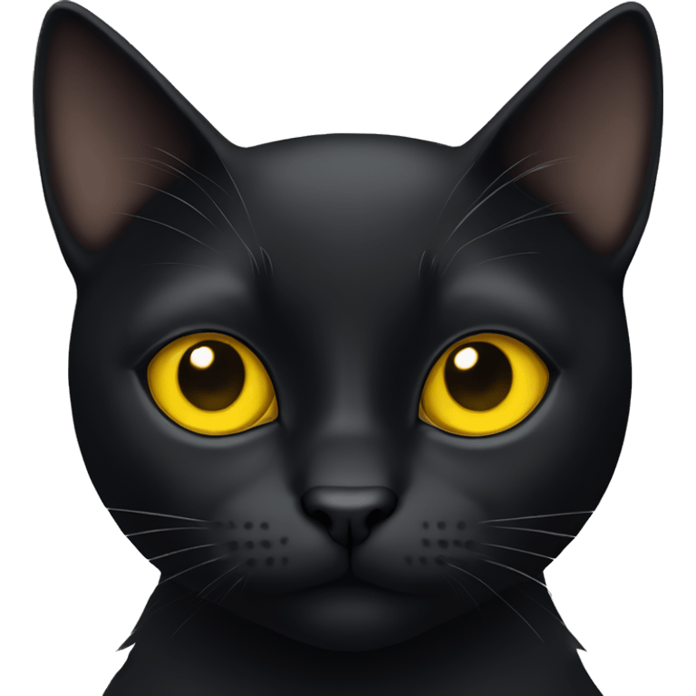 Black cat with small nose and yellow eyes emoji