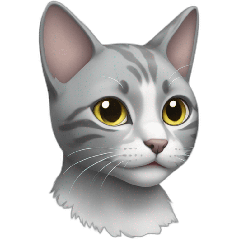 gray cat with bleach marsk emoji