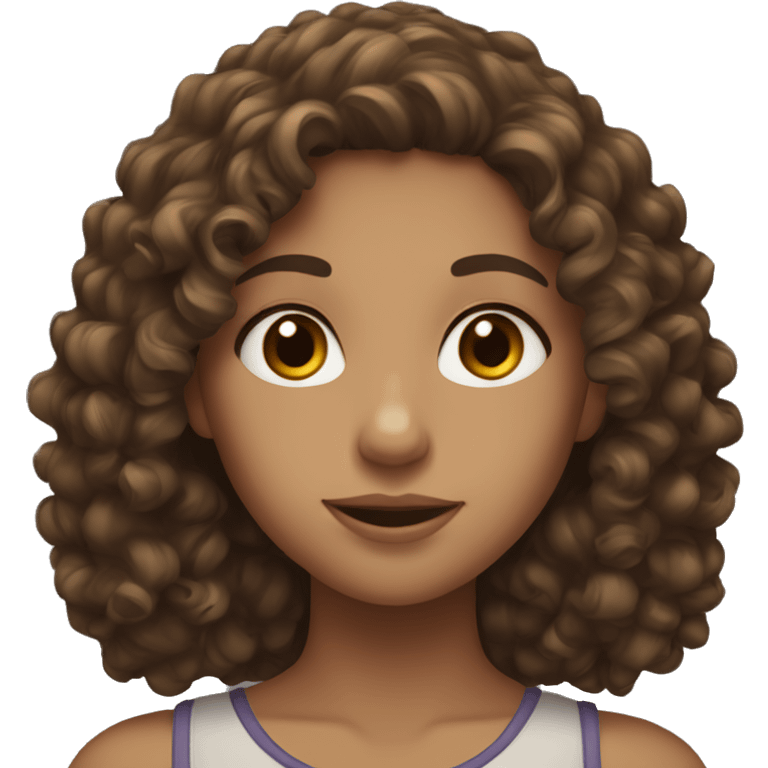 Girl with 2c curly brown hair and brown eyes emoji