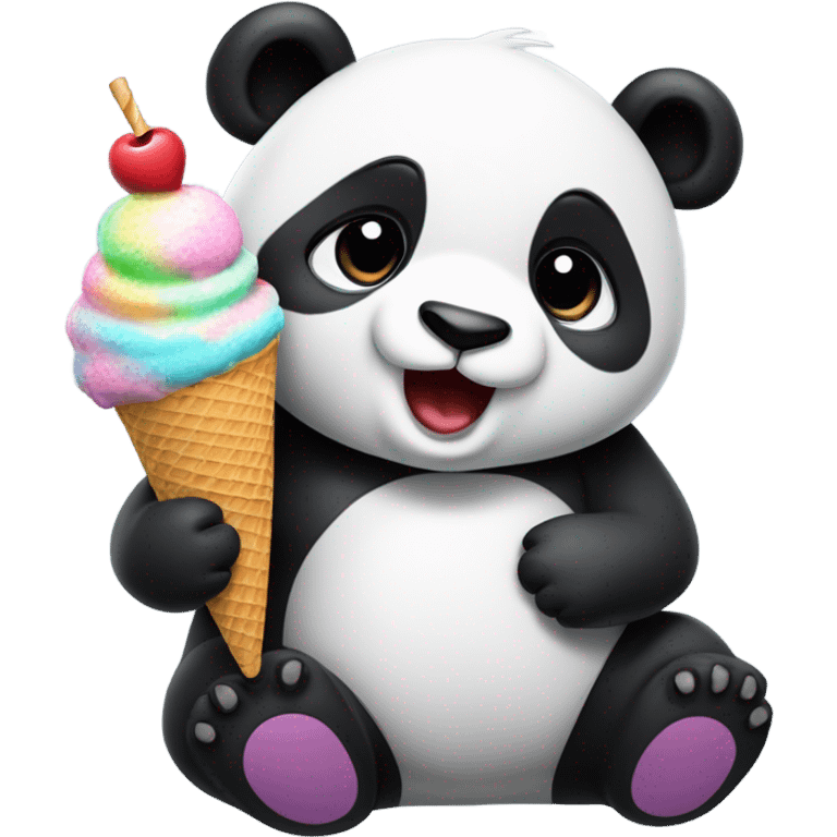 Panda eating ice cream emoji