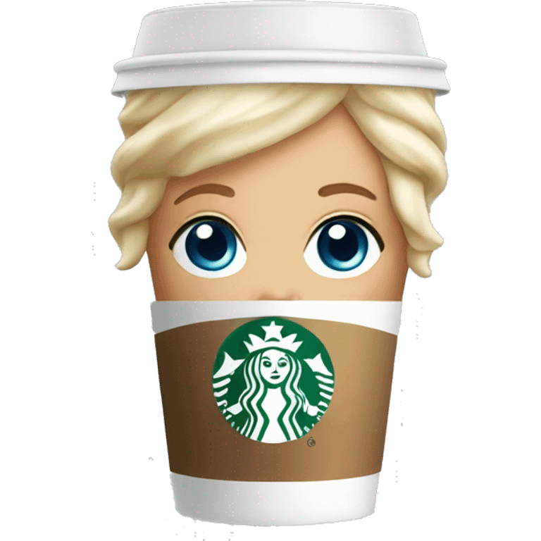 Starbucks cup drink with blonde girl blue eyes  emoji