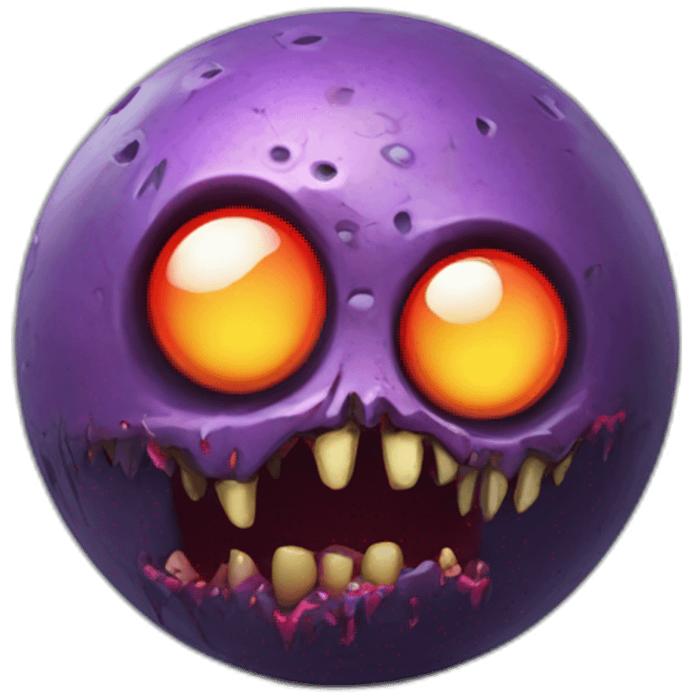 3d sphere with a cartoon pensive poppy Zombie skin texture with underdeveloped eyes emoji