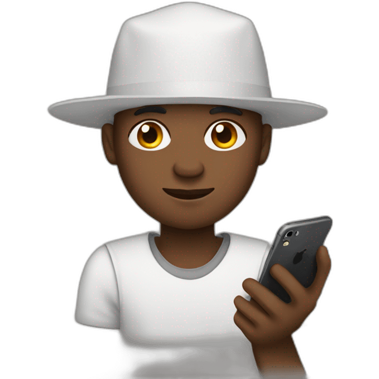 black man with iphone and mac in hands emoji