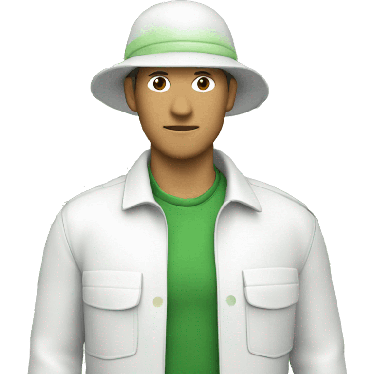 gardener pith helmet jacket white green trees  emoji