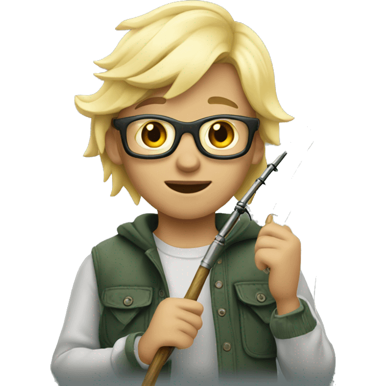 cool blonde kid fishing emoji