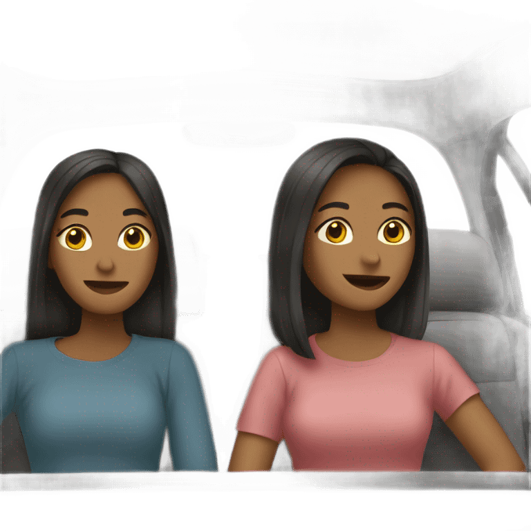 My sisters and me in a car emoji