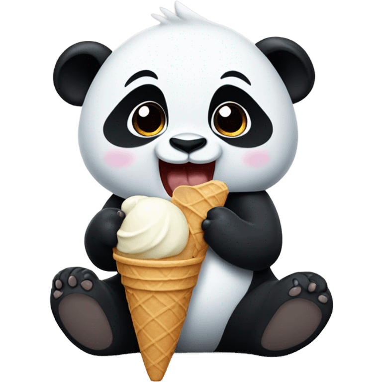 Panda eating ice cream emoji