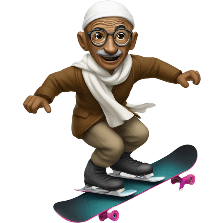 Ghandi riding snowboard emoji