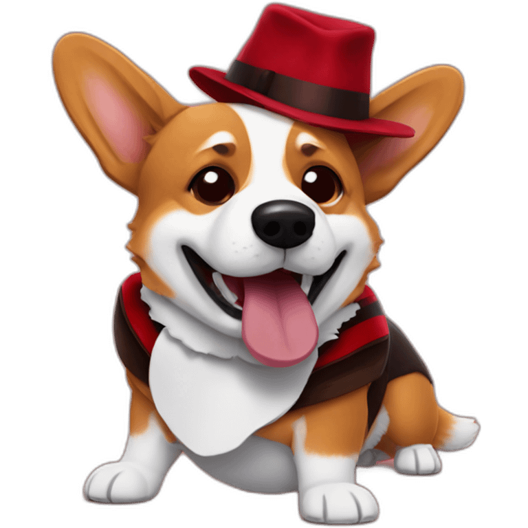 Corgi wearing freddy Krueger costume emoji