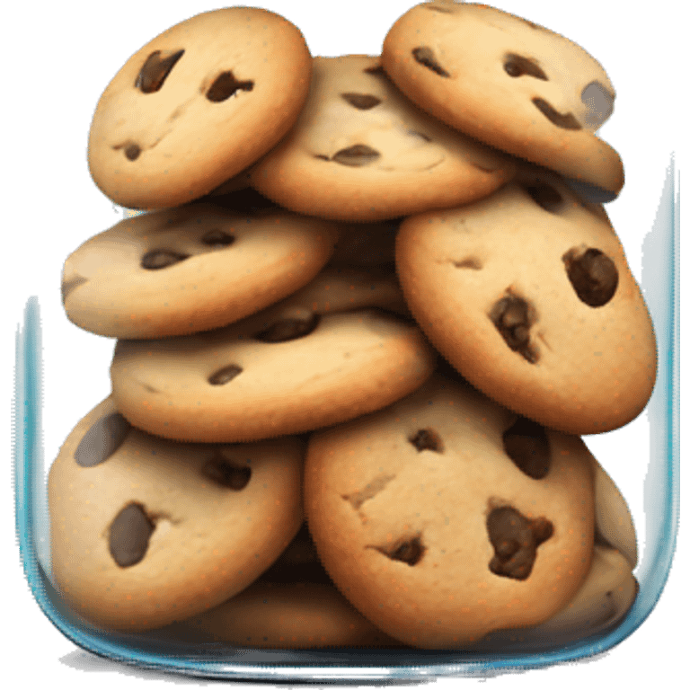 Realistic glass jar with lid full of cookies isolated.  emoji