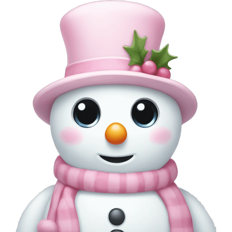 Cute white and light pink snowman emoji